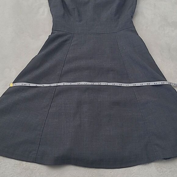 H&M Women's 6 Fit And Flare Solid Gray Dress Lined Polka Dot Pleated Scoop Neck - Picture 12 of 16